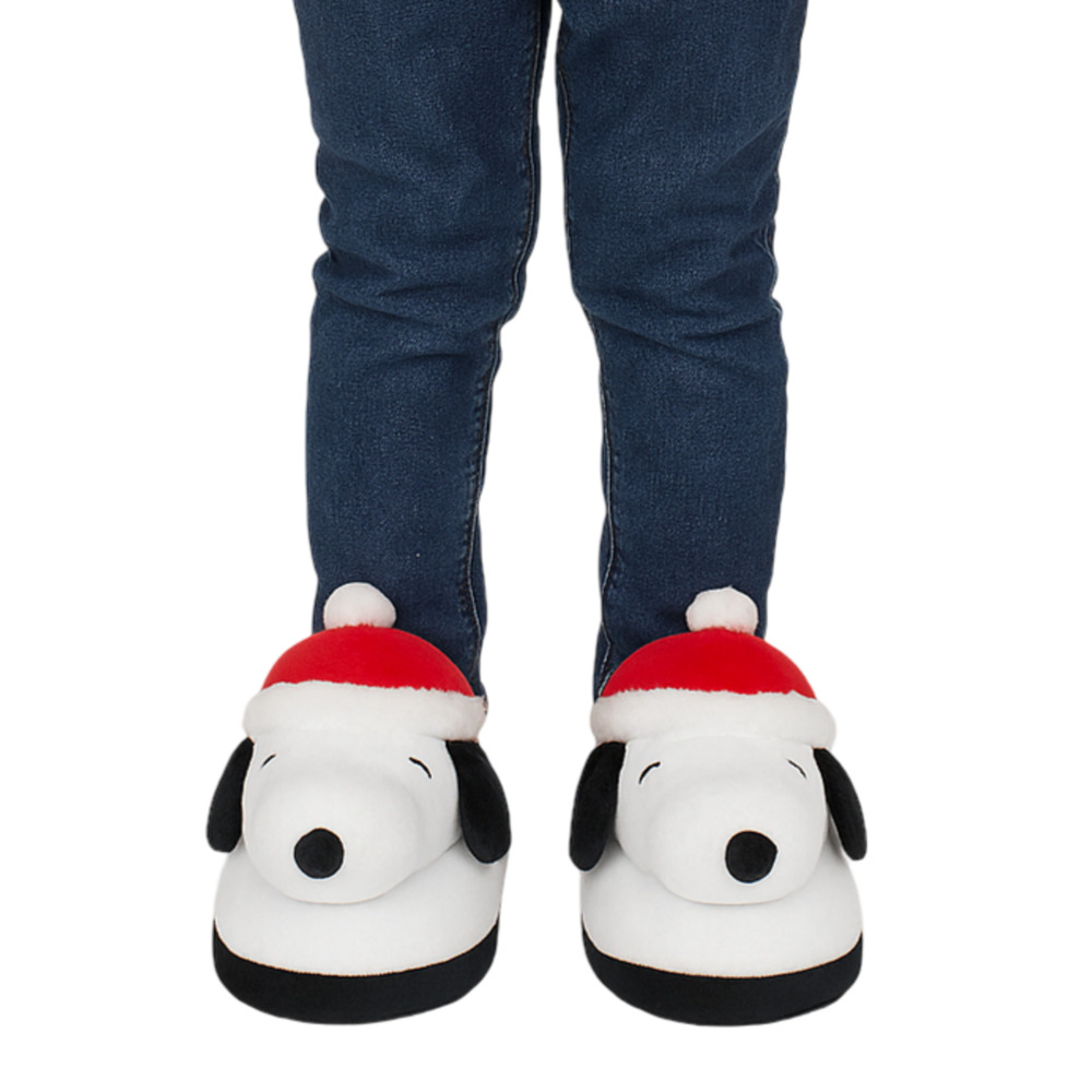 Peanuts Snoopy 3D Christmas Scuff Slippers Toddler 9/10 Plush Santa Slip-Ons New